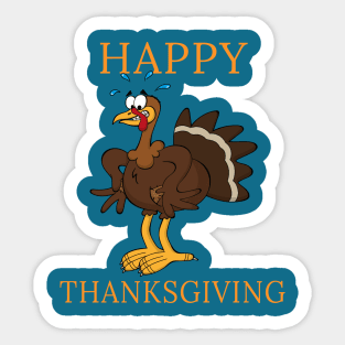 Happy Thanksgiving Funny Cartoon Turkey Day Cool Gift For Holidays Sticker